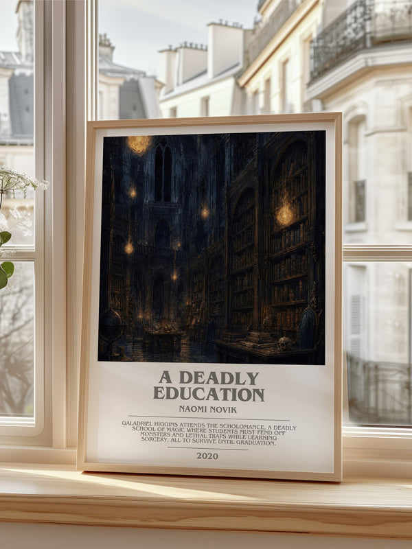 A Deadly Education bookish poster colour and style options – Naomi Novik book art
