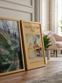 Throne of Jade watercolour print framed by window – literary home decor