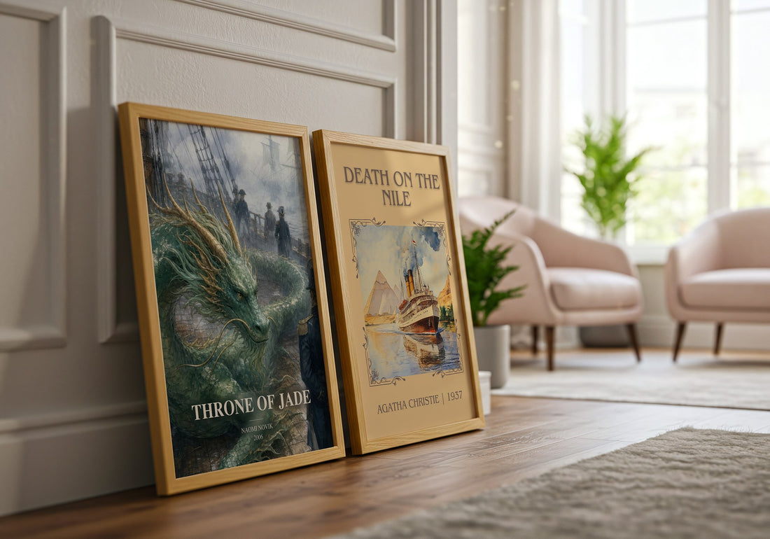 Throne of Jade watercolour print framed by window – literary home decor