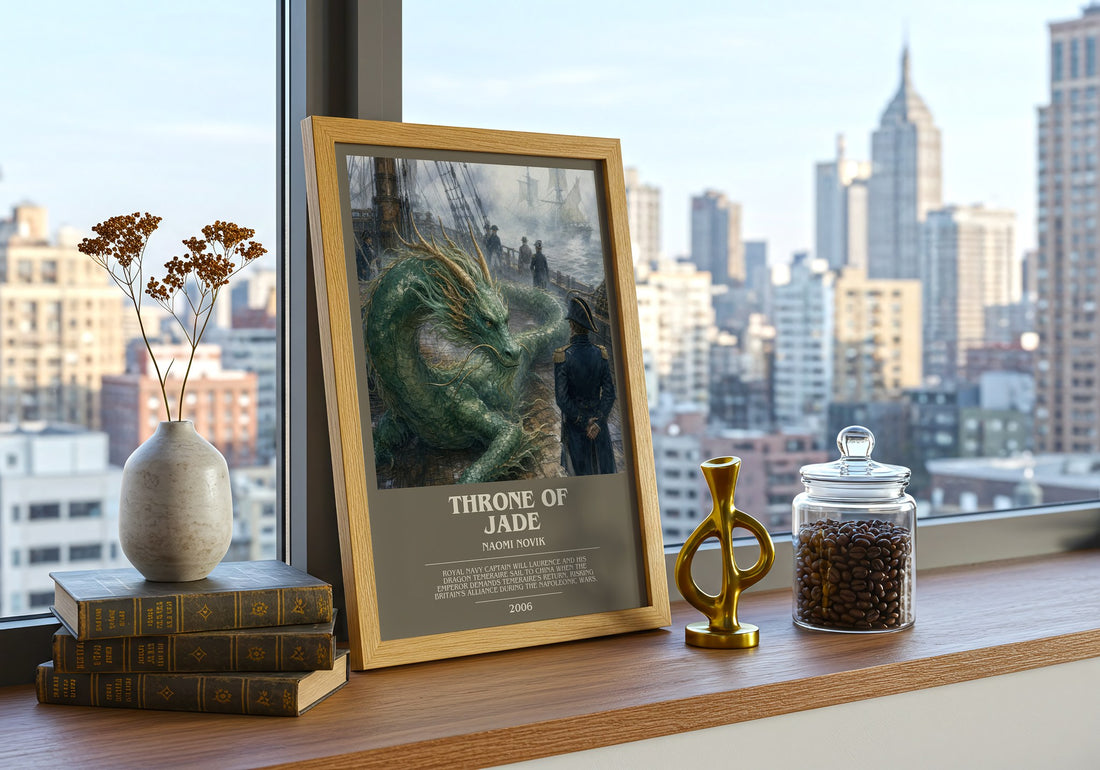 Throne of Jade bookish print framed by window – literary home decor