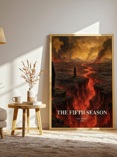 The Fifth Season watercolour print in frame leaning in hallway – sci fi wall art