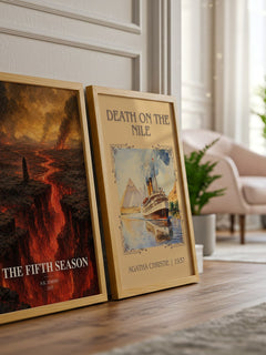 The Fifth Season watercolour print framed by window – literary home decor