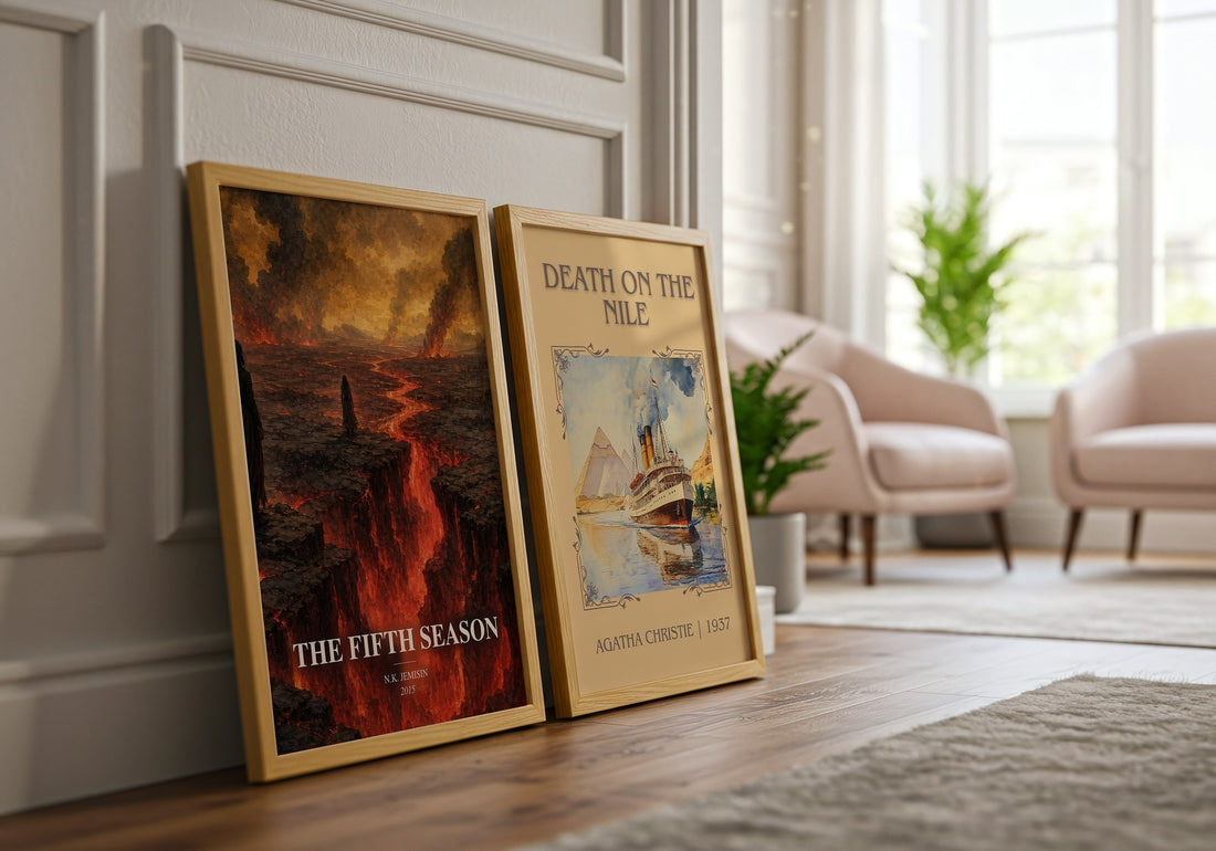 The Fifth Season watercolour print framed by window – literary home decor