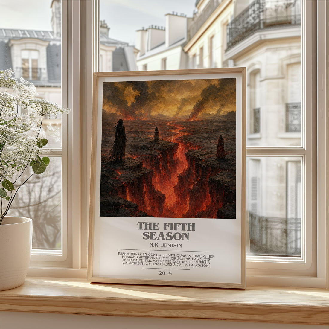 The Fifth Season bookish poster colour and style options – N.K. Jemisin book art