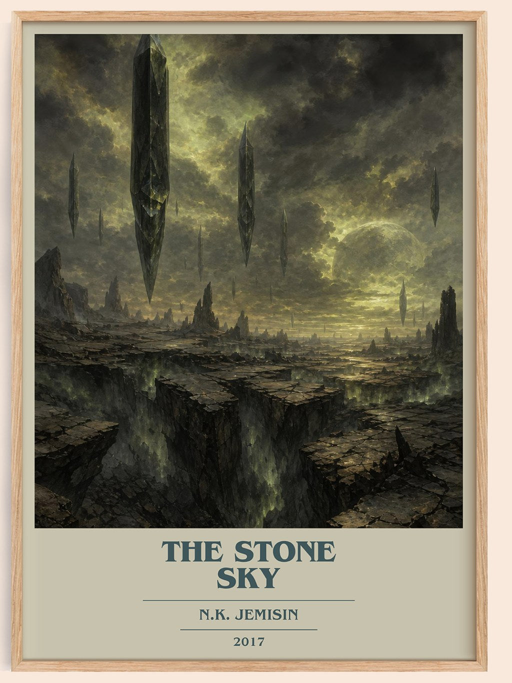 The Stone Sky book cover book poster by N.K. Jemisin – framed literary art print