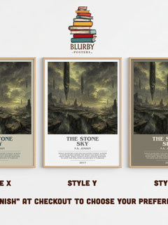 The Stone Sky bookish print in frame leaning in hallway – fantasy wall art