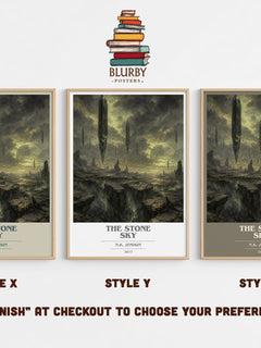 The Stone Sky book cover print in frame leaning in hallway – fantasy wall art