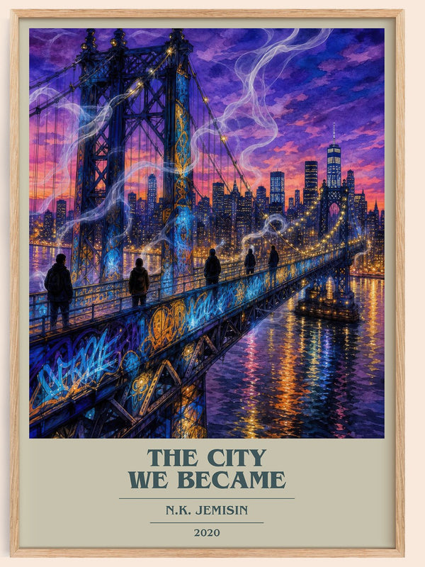 The City We Became book cover book poster by N.K. Jemisin – framed literary art print