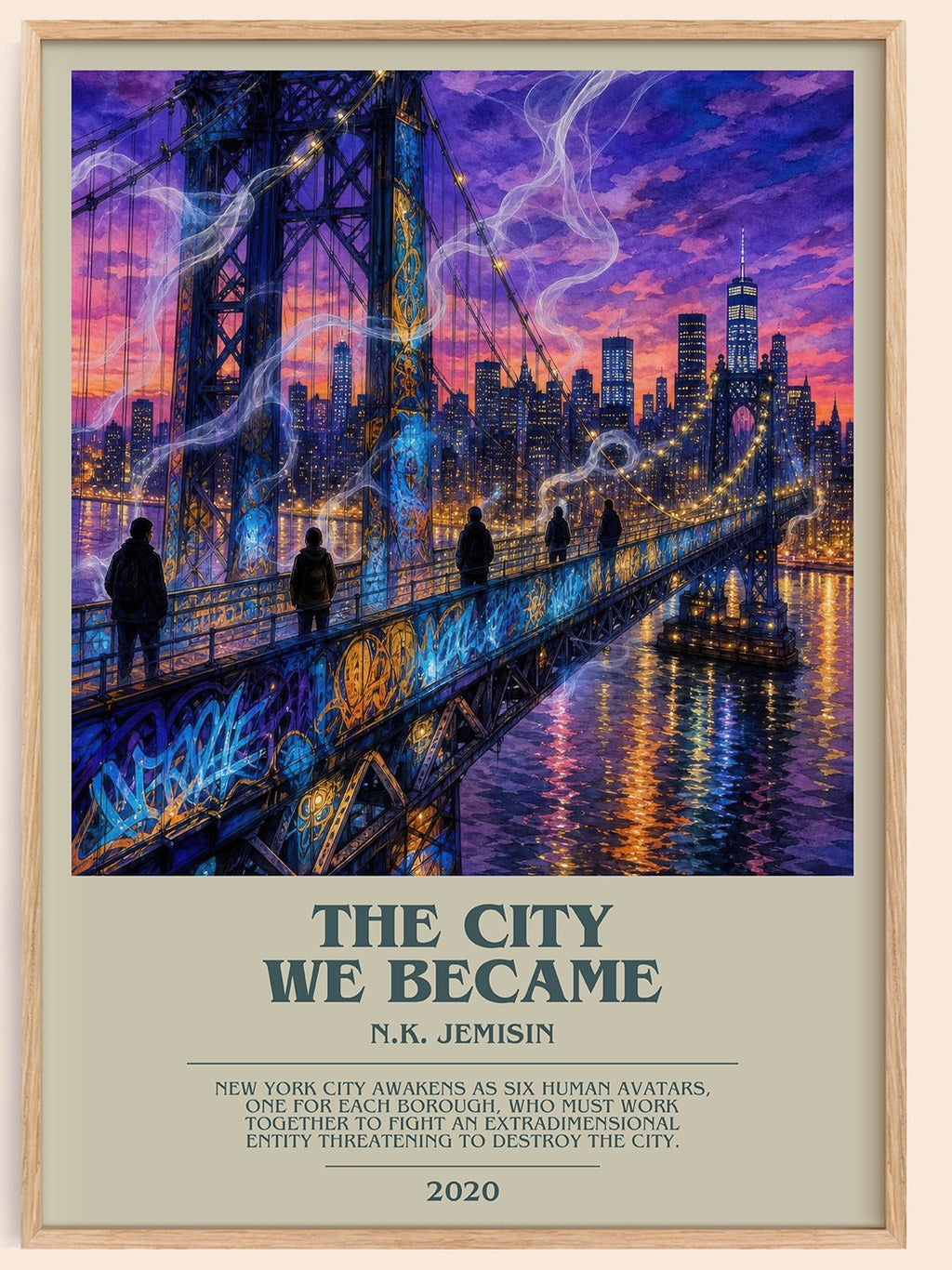 The City We Became bookish book poster by N.K. Jemisin – framed literary art print