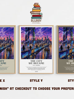 The City We Became bookish print in frame leaning in hallway – fantasy wall art