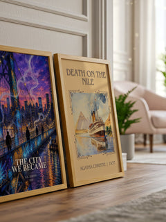 The City We Became watercolour print framed by window – literary home decor
