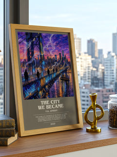 The City We Became bookish print framed by window – literary home decor