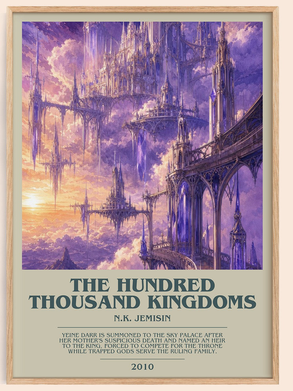 The Hundred Thousand Kingdoms bookish book poster by N.K. Jemisin – framed literary art print