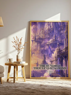 The Hundred Thousand Kingdoms watercolour print in frame leaning in hallway – fantasy wall art