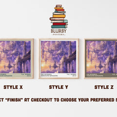 The Hundred Thousand Kingdoms literary print in frame leaning in hallway – fantasy wall art