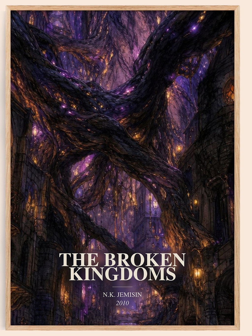 The Broken Kingdoms watercolour book poster by N.K. Jemisin – framed literary art print