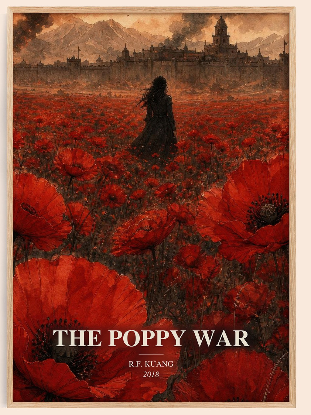 The Poppy War watercolour book poster by R.F. Kuang – framed literary art print