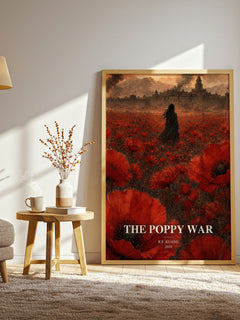 The Poppy War watercolour print in frame leaning in hallway – fantasy wall art