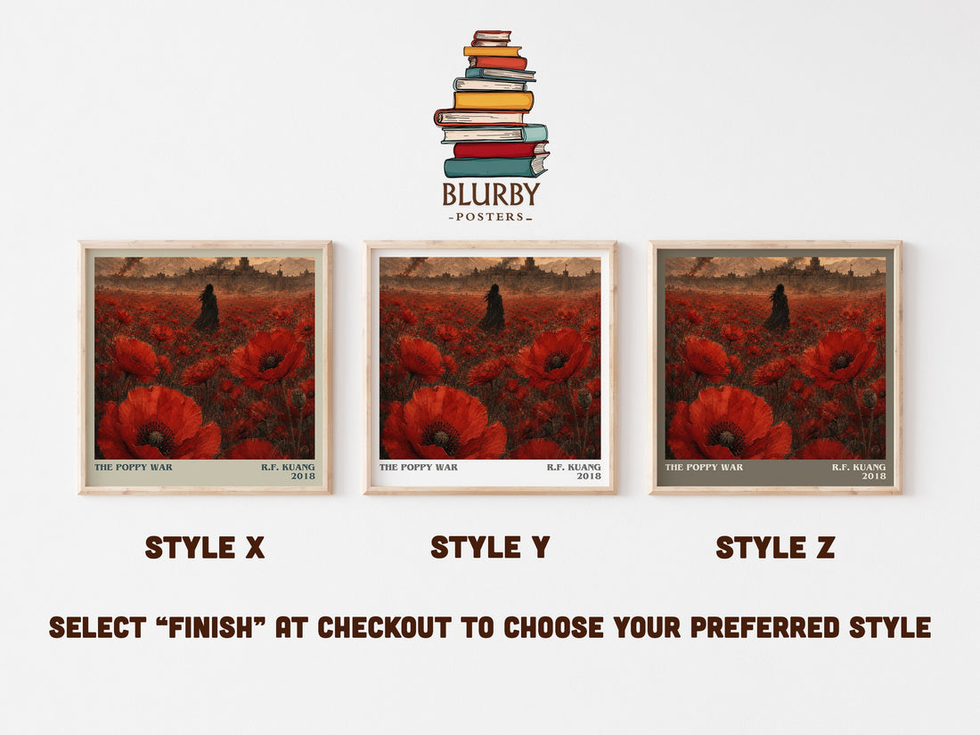 The Poppy War literary print in frame leaning in hallway – fantasy wall art (mockup)