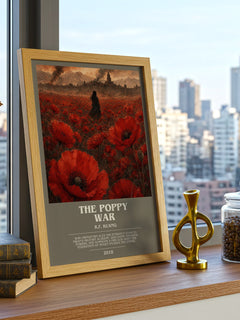 The Poppy War bookish print framed by window – literary home decor