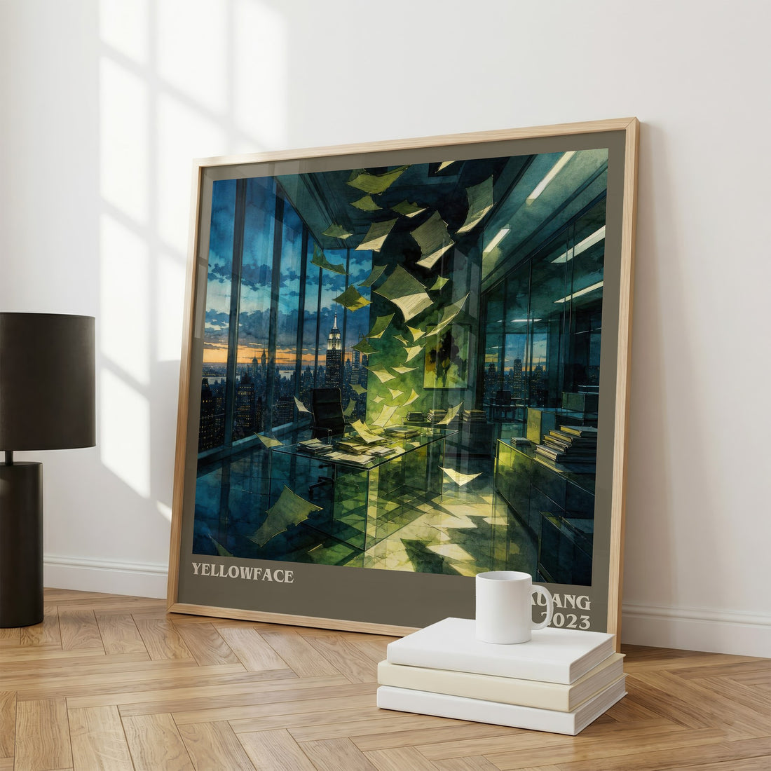 Yellowface literary print framed by window – literary home decor