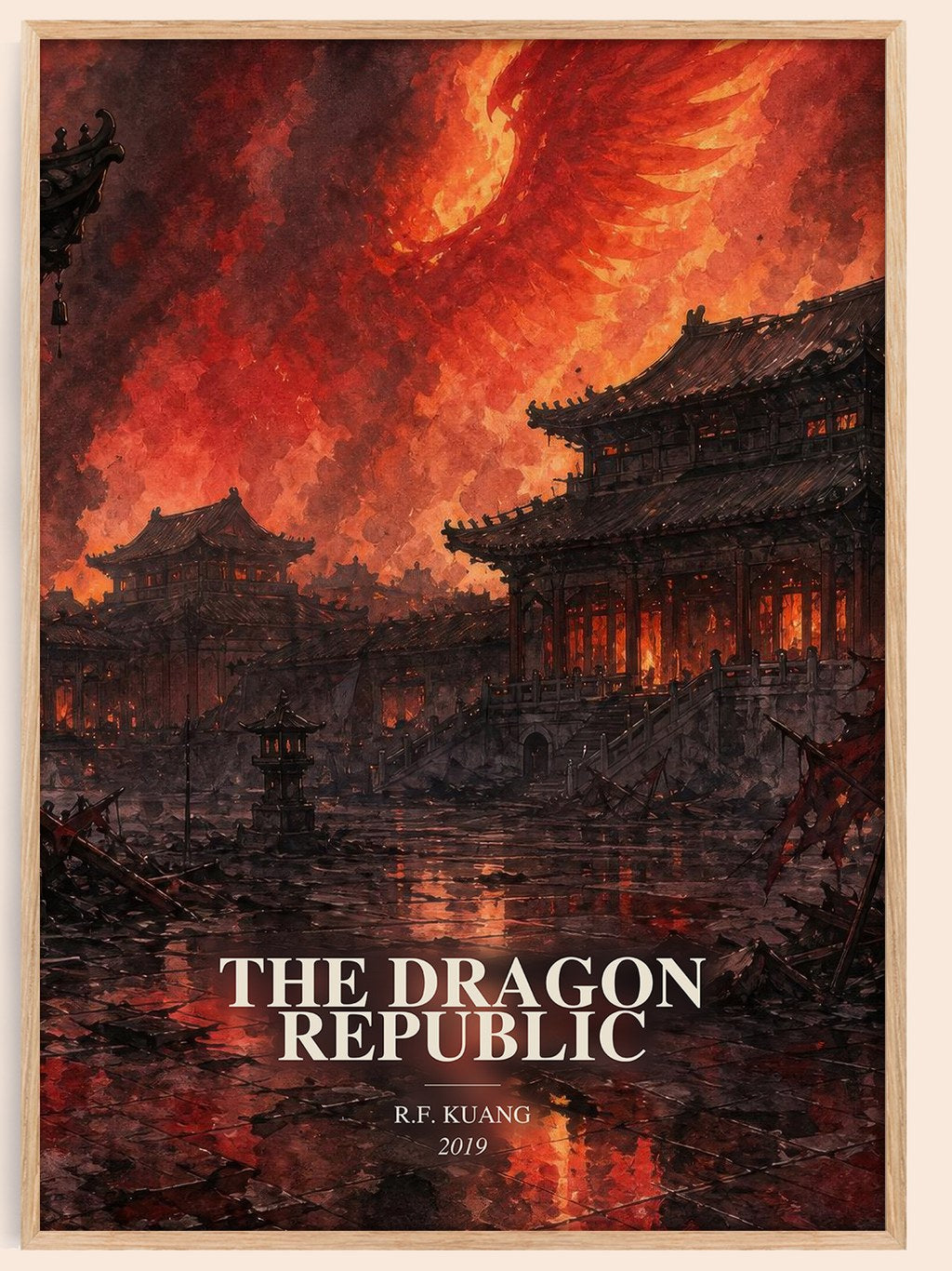The Dragon Republic watercolour book poster by R.F. Kuang – framed literary art print