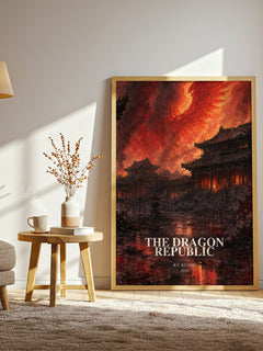 The Dragon Republic watercolour print in frame leaning in hallway – fantasy wall art