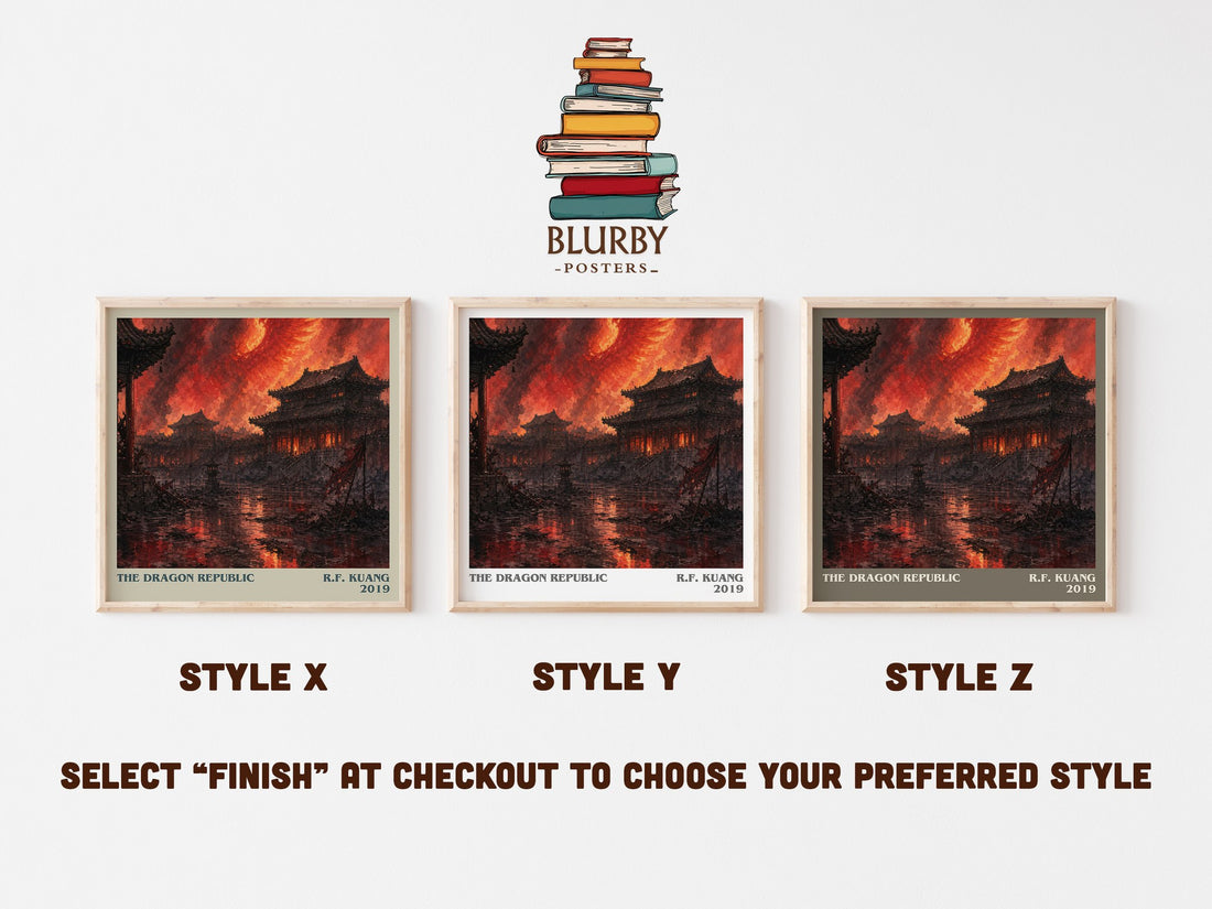 The Dragon Republic literary print in frame leaning in hallway – fantasy wall art (mockup)