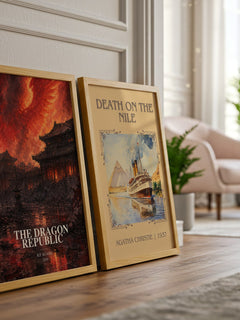 The Dragon Republic watercolour print framed by window – literary home decor