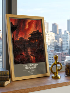 The Dragon Republic book cover print framed by window – literary home decor