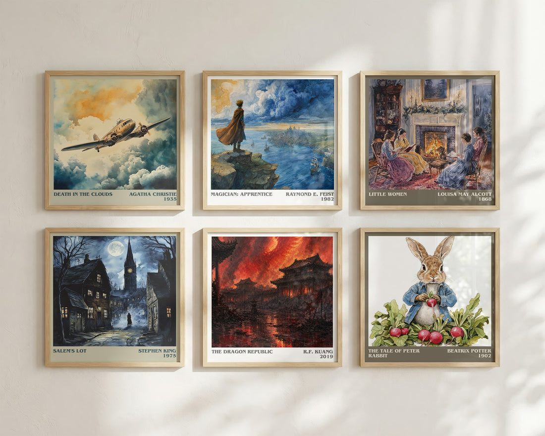 The Dragon Republic Literary Art Print by R.F. Kuang – square print in a six-frame gallery wall