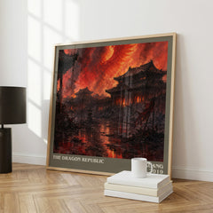 The Dragon Republic Literary Art Print by R.F. Kuang – large square framed print leaning against a wall