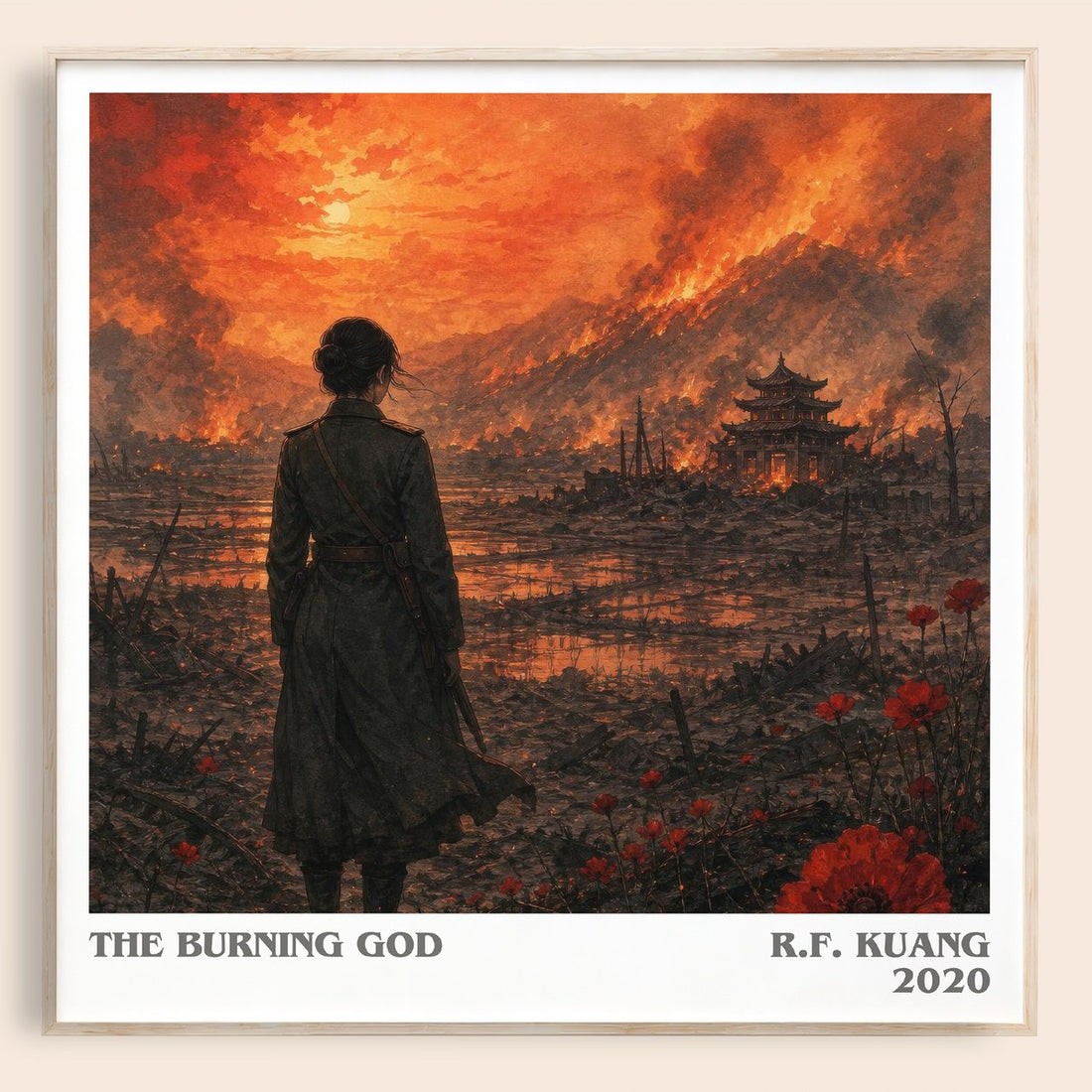 The Burning God literary book poster by R.F. Kuang – framed literary art print