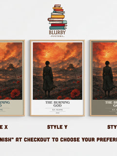 The Burning God book cover print in frame leaning in hallway – fantasy wall art