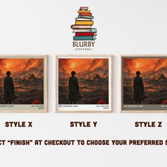 The Burning God literary print in frame leaning in hallway – fantasy wall art
