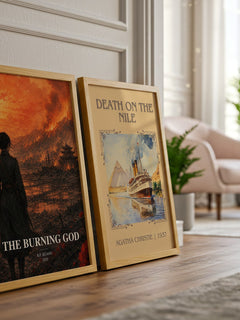 The Burning God watercolour print framed by window – literary home decor