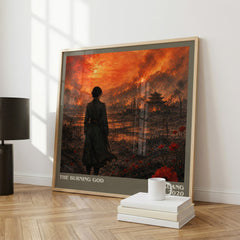 The Burning God literary print framed by window – literary home decor