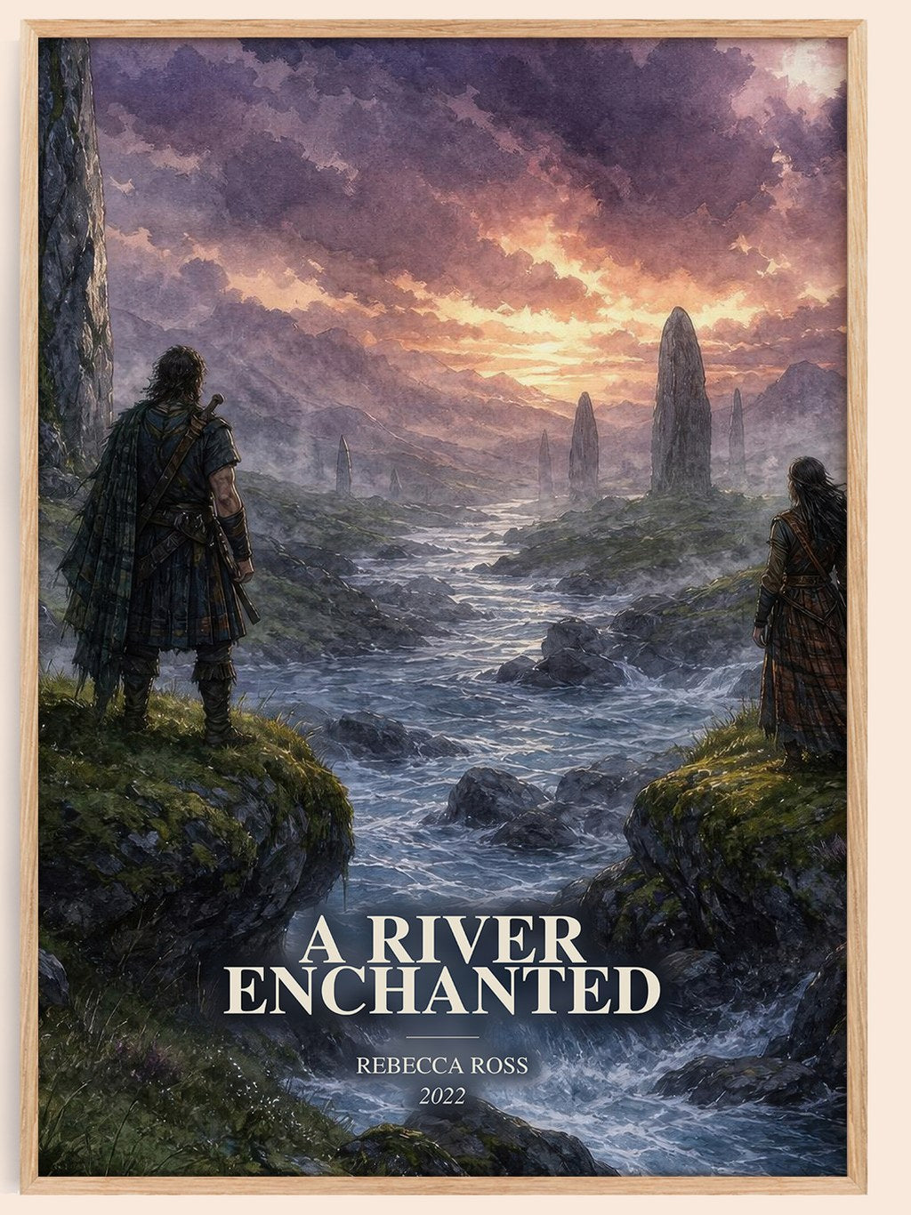 A River Enchanted watercolour book poster by Rebecca Ross – framed literary art print