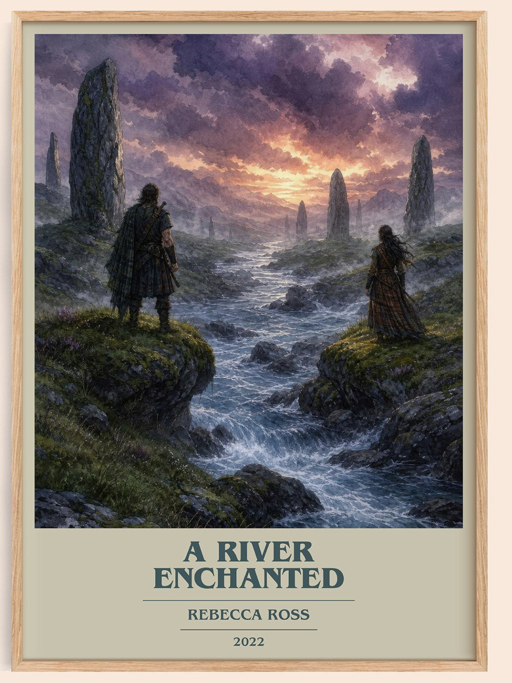 A River Enchanted book cover book poster by Rebecca Ross – framed literary art print