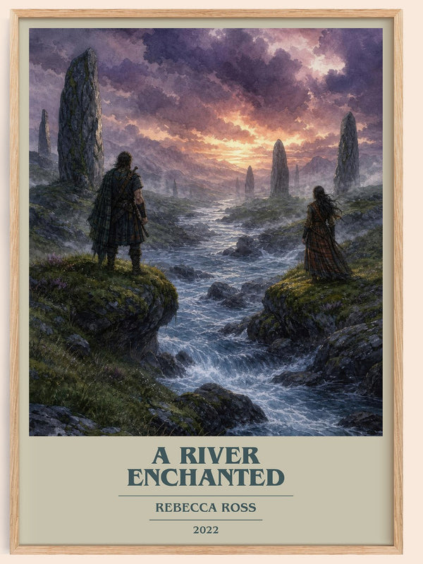 A River Enchanted book cover book poster by Rebecca Ross – framed literary art print