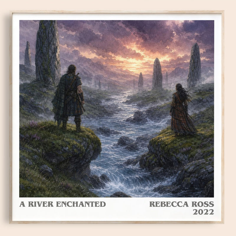 A River Enchanted literary book poster by Rebecca Ross – framed literary art print