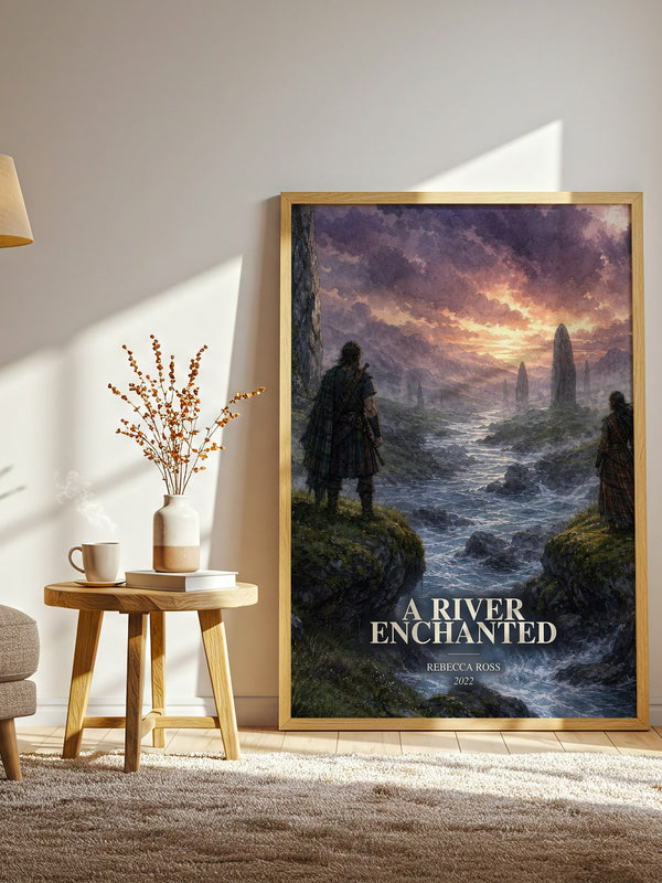 A River Enchanted watercolour print in frame leaning in hallway – fantasy wall art