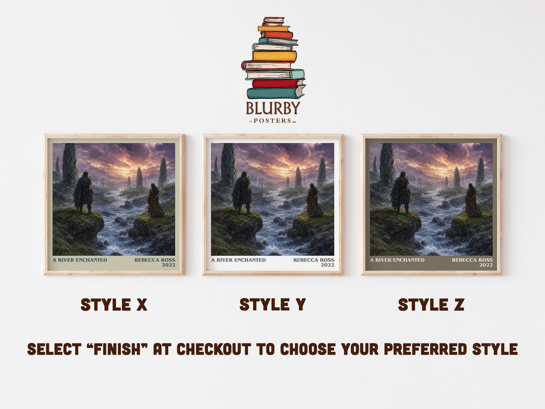A River Enchanted literary print in frame leaning in hallway – fantasy wall art (mockup)
