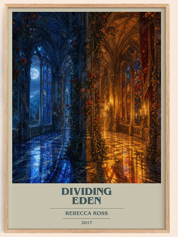 Dividing Eden book cover book poster by Rebecca Ross – framed literary art print