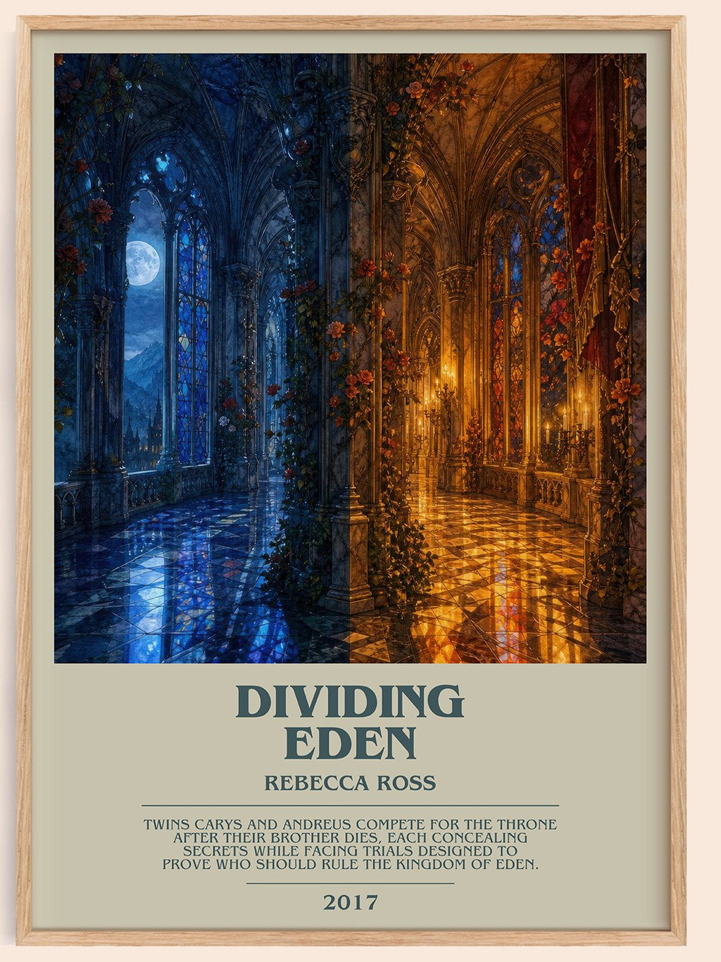 Dividing Eden bookish book poster by Rebecca Ross – framed literary art print