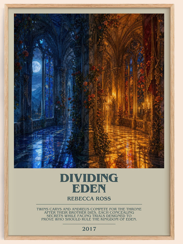 Dividing Eden bookish book poster by Rebecca Ross – framed literary art print
