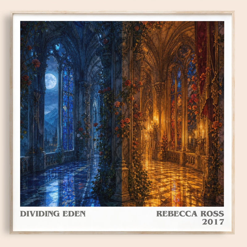 Dividing Eden literary book poster by Rebecca Ross – framed literary art print