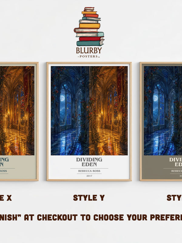 Dividing Eden book cover print in frame leaning in hallway – fantasy wall art