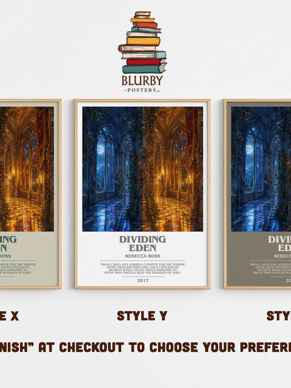 Dividing Eden bookish print in frame leaning in hallway – fantasy wall art