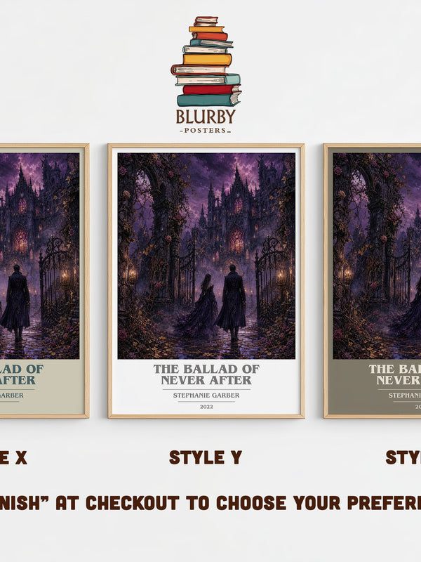 The Ballad of Never After book cover print in frame leaning in hallway – fantasy wall art